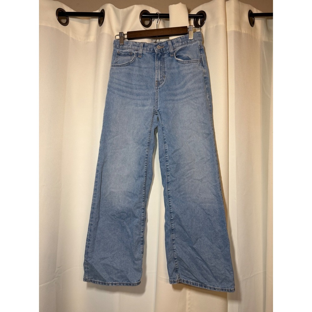 Old Navy Girls Size 14 High Rise Baggy Wide Leg Jeans Light Wash